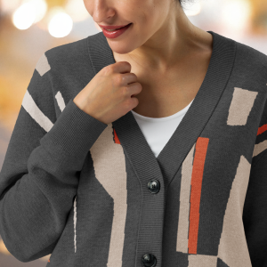 Unisex knitted cardigan with a mosaic design